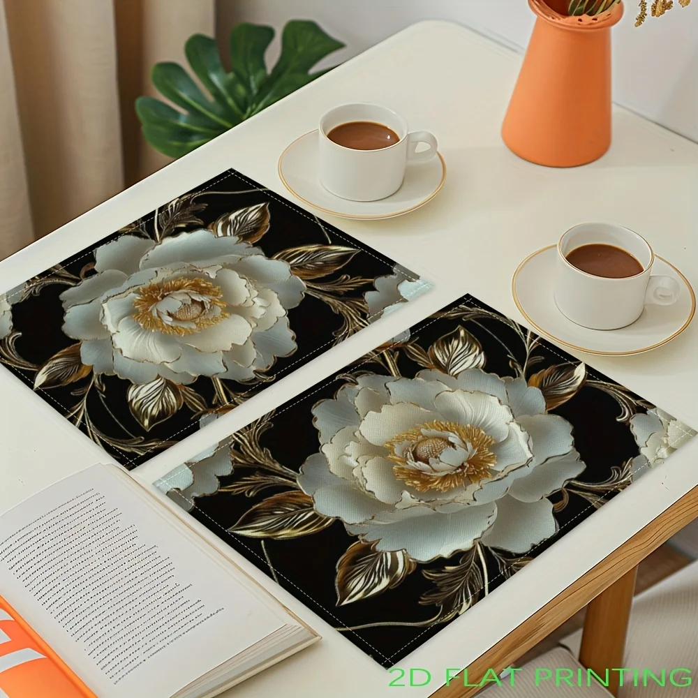 2D Flat Printing Flower Printed Placemats, Table Mats, Washable Placemats for Kitchen Dining Table Decoration thumbnail 5