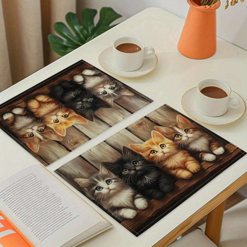 Cats Printed Placemats, Table Mats, Washable Placemats for Kitchen Dining Table Decoration