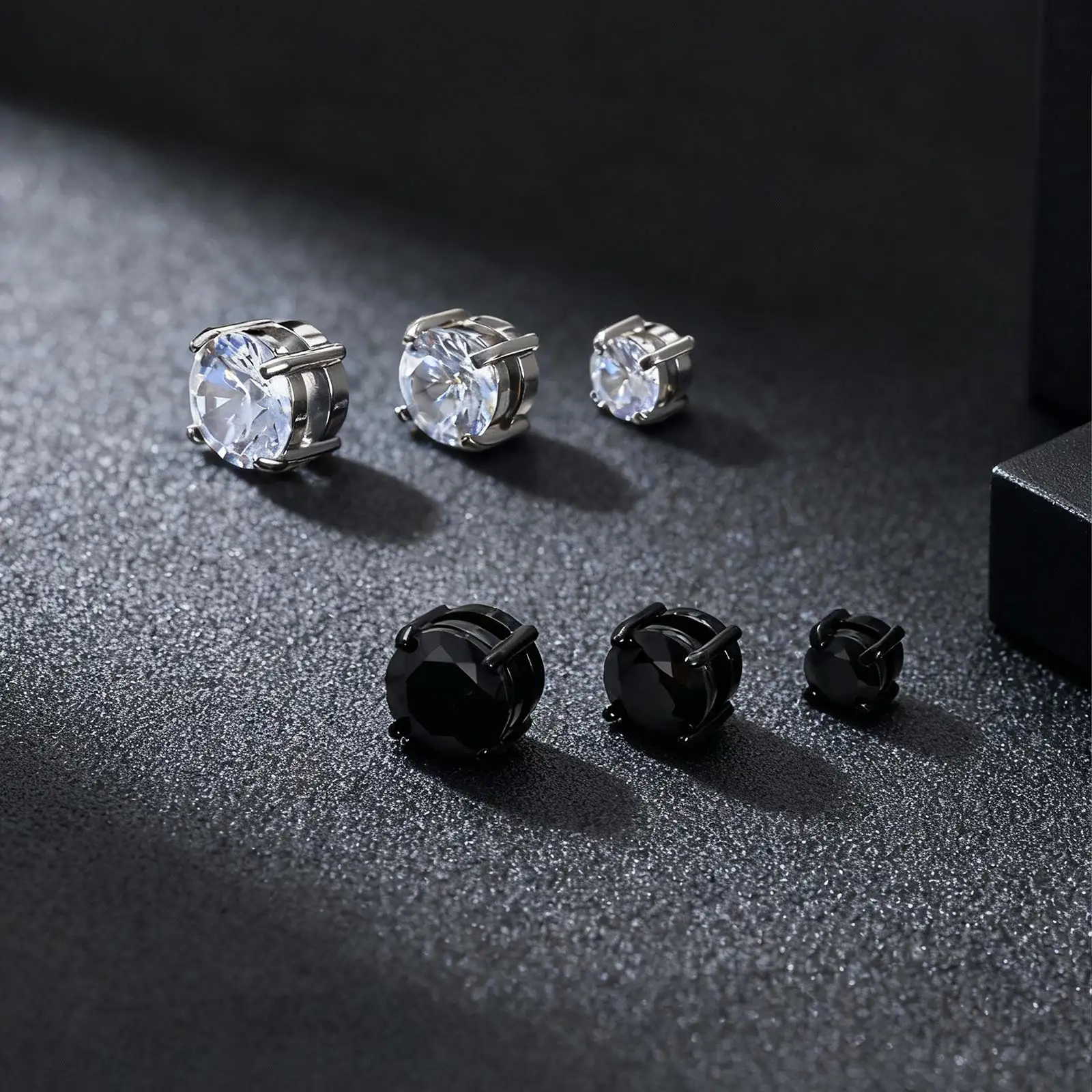 Punk Round Zircon Magnetic Ear Studs Clips Non Piercing Stainless Steel Small Earrings for Women Men Fashion Jewelry ﻿ thumbnail 4