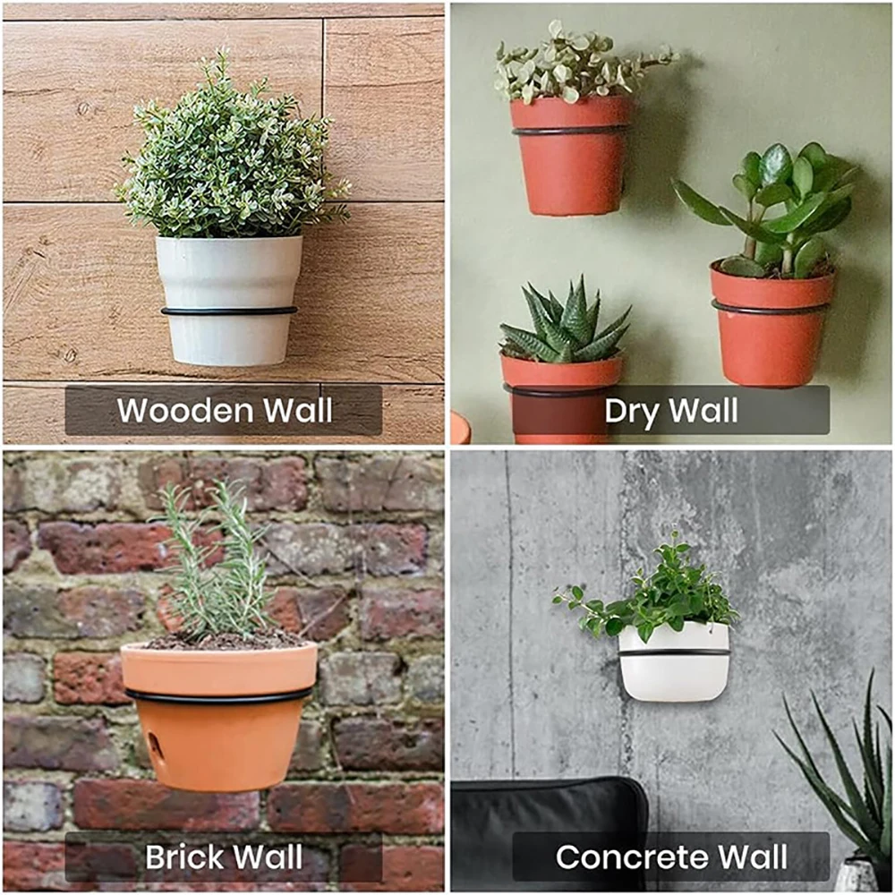 Wall Mounted Flowerpot Holder Metal Planter Hook Bonsai Hanging Basket Ring Planter Pot Stand Indoor Outdoor Gardening Decor thumbnail 6