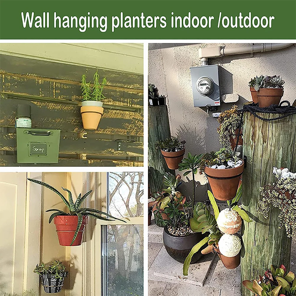 Wall Mounted Flowerpot Holder Metal Planter Hook Bonsai Hanging Basket Ring Planter Pot Stand Indoor Outdoor Gardening Decor thumbnail 5
