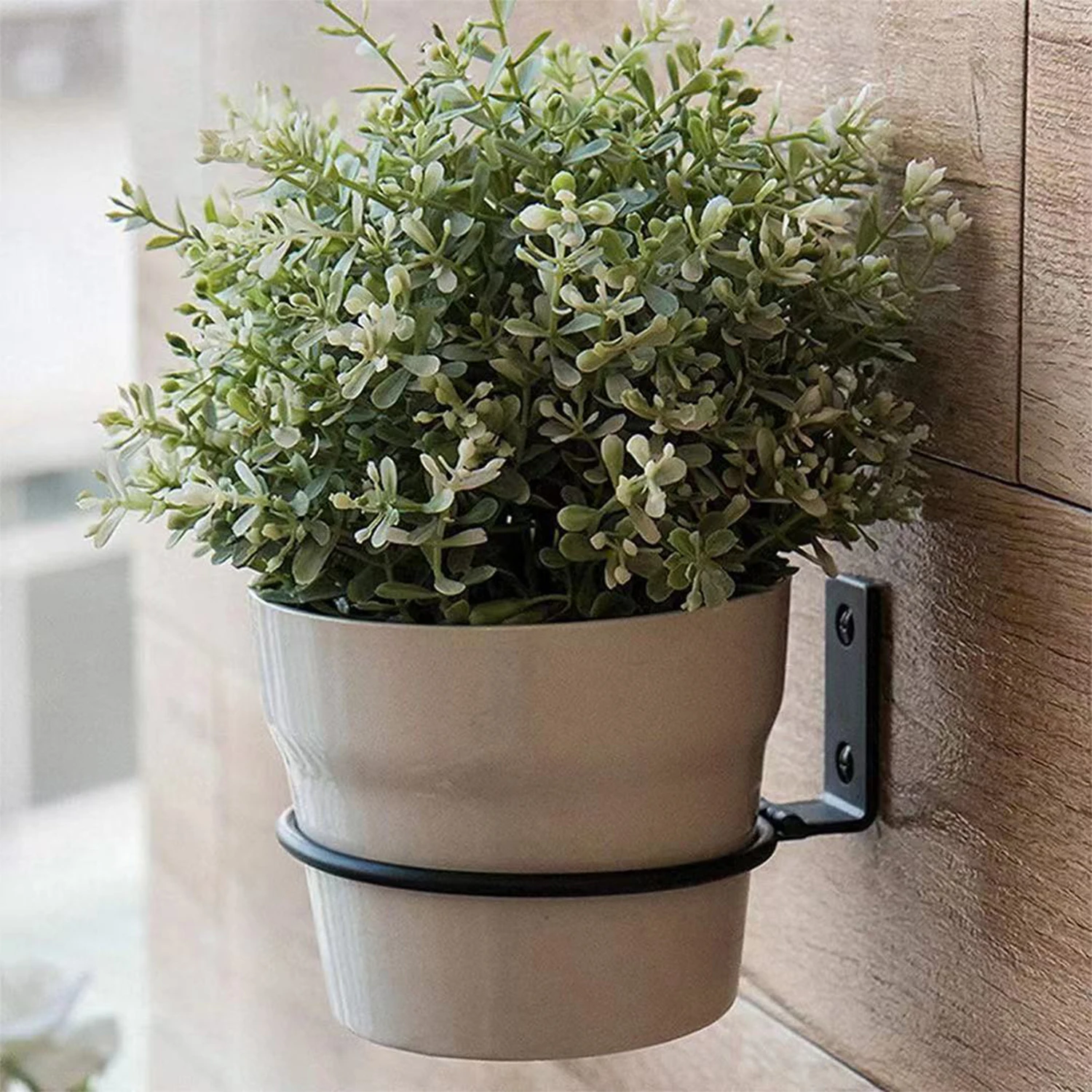 Wall Mounted Flowerpot Holder Metal Planter Hook Bonsai Hanging Basket Ring Planter Pot Stand Indoor Outdoor Gardening Decor thumbnail 4