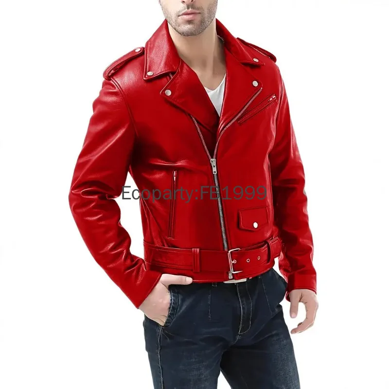 New Men's Pu Leather Motorcycle Jacket Spring Autumn Fashion Black Slim Fit Diagonal Zipper Coat Male Casual Outerwear Jackets thumbnail 5