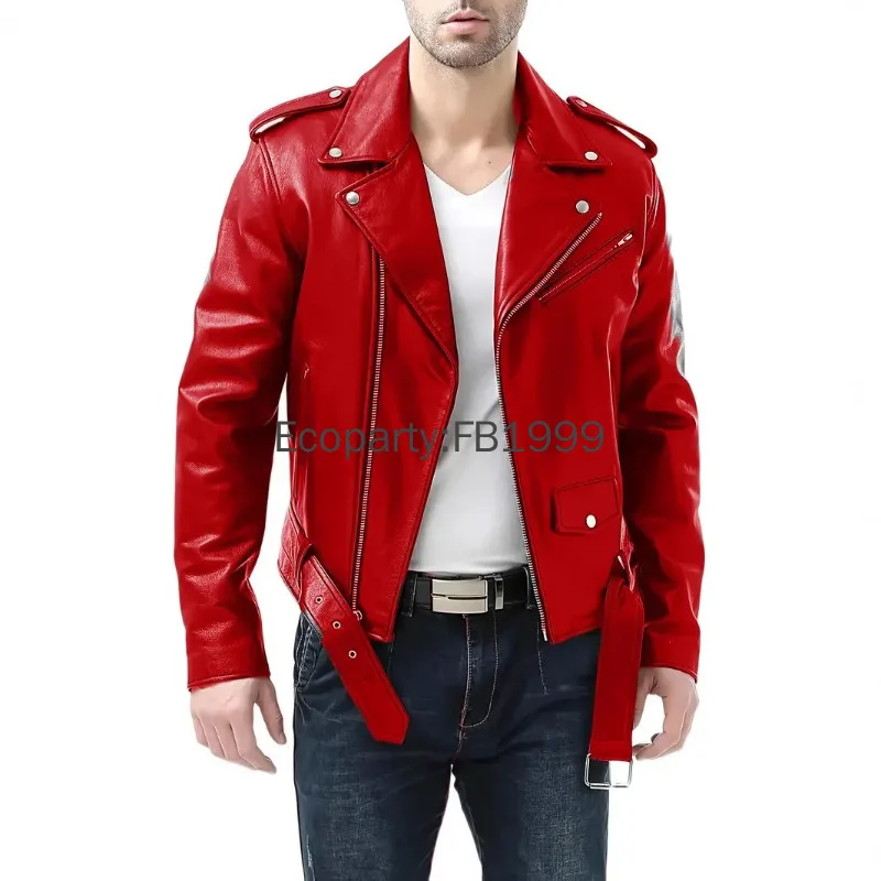 New Men's Pu Leather Motorcycle Jacket Spring Autumn Fashion Black Slim Fit Diagonal Zipper Coat Male Casual Outerwear Jackets thumbnail 3