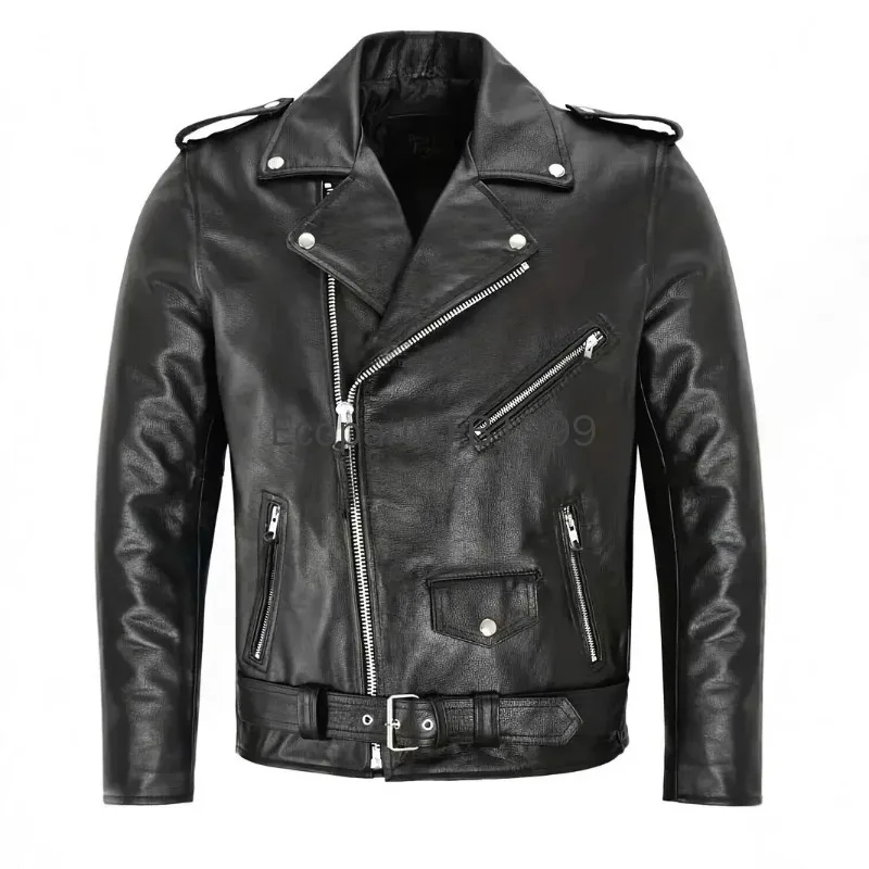 New Men's Pu Leather Motorcycle Jacket Spring Autumn Fashion Black Slim Fit Diagonal Zipper Coat Male Casual Outerwear Jackets thumbnail 6