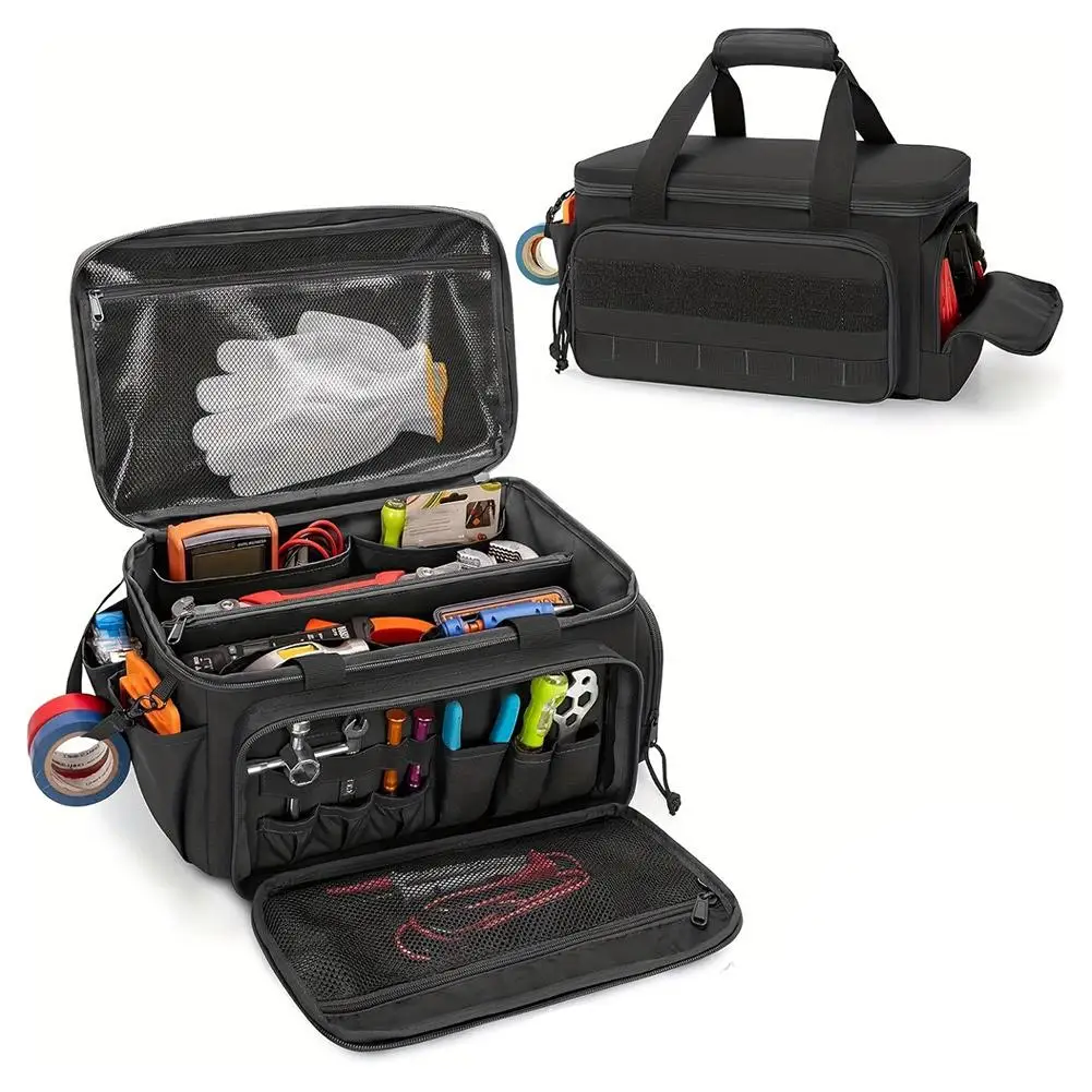 High-capacity Tool Storage Bag Comfortable Handle Thick Padded Base Easy Carrying Tool Case Black Color Water Resistant Tool Bag thumbnail 6