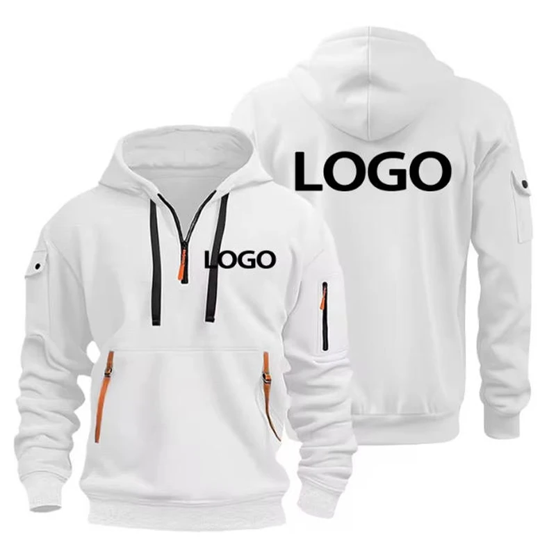 Customized Shoulder Drop Hoodies Men Leisure Sport Multi Zipper Arm Pocket Loose Sweatshirts Women Fashion Hoody Jacket Pullover thumbnail 3