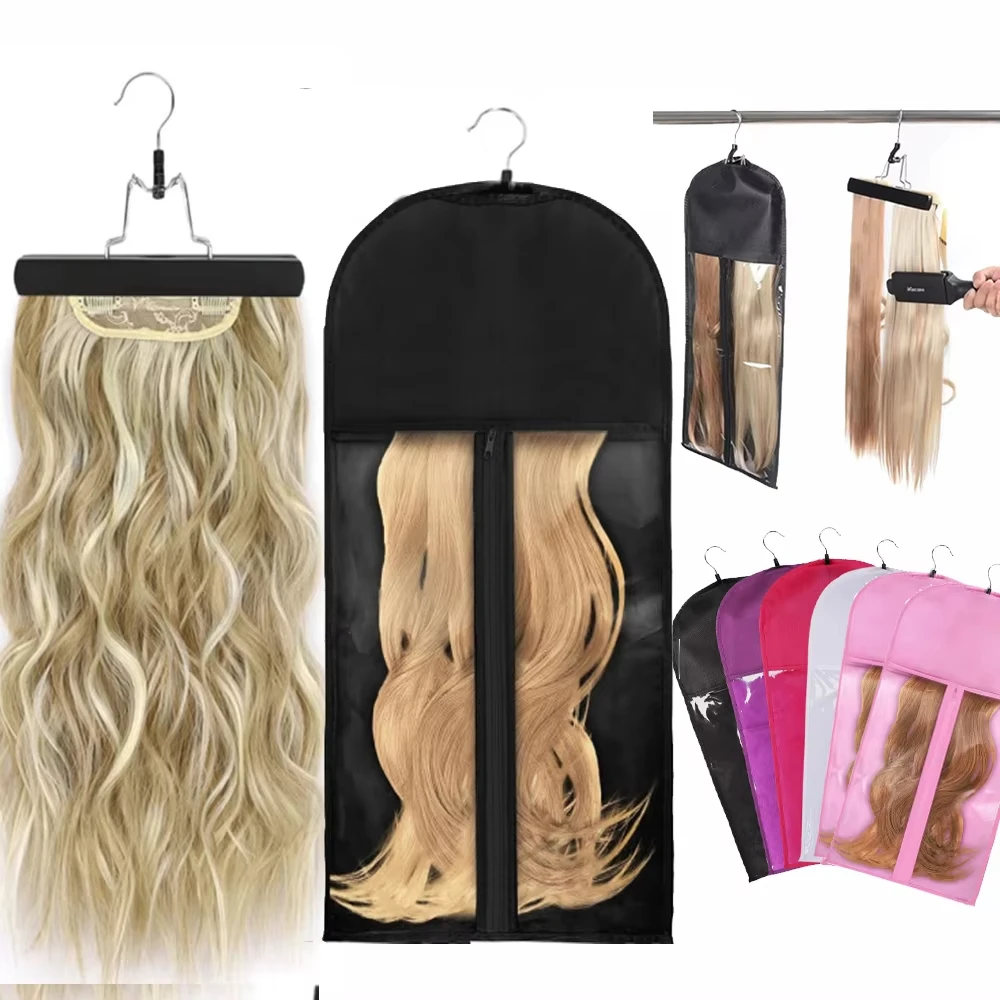 Hair Holder Hair Extensions Storage Bag with Dust-proof Wig Storage Kit, Hair Salon Travel Use Portable Wig Bag With Hanger thumbnail 3