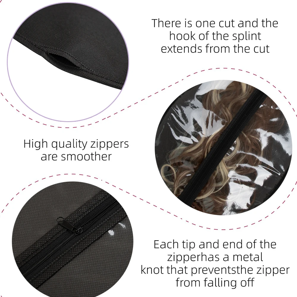 Hair Holder Hair Extensions Storage Bag with Dust-proof Wig Storage Kit, Hair Salon Travel Use Portable Wig Bag With Hanger thumbnail 4
