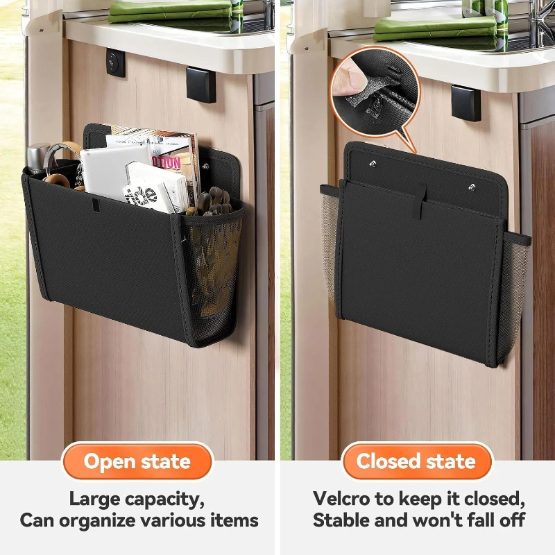 Wall Hanging Storage Organizer Wall Pocket Hanging Bag Adhesive Tape Wall Mounted Storage for RV Camper Kitchen thumbnail 2