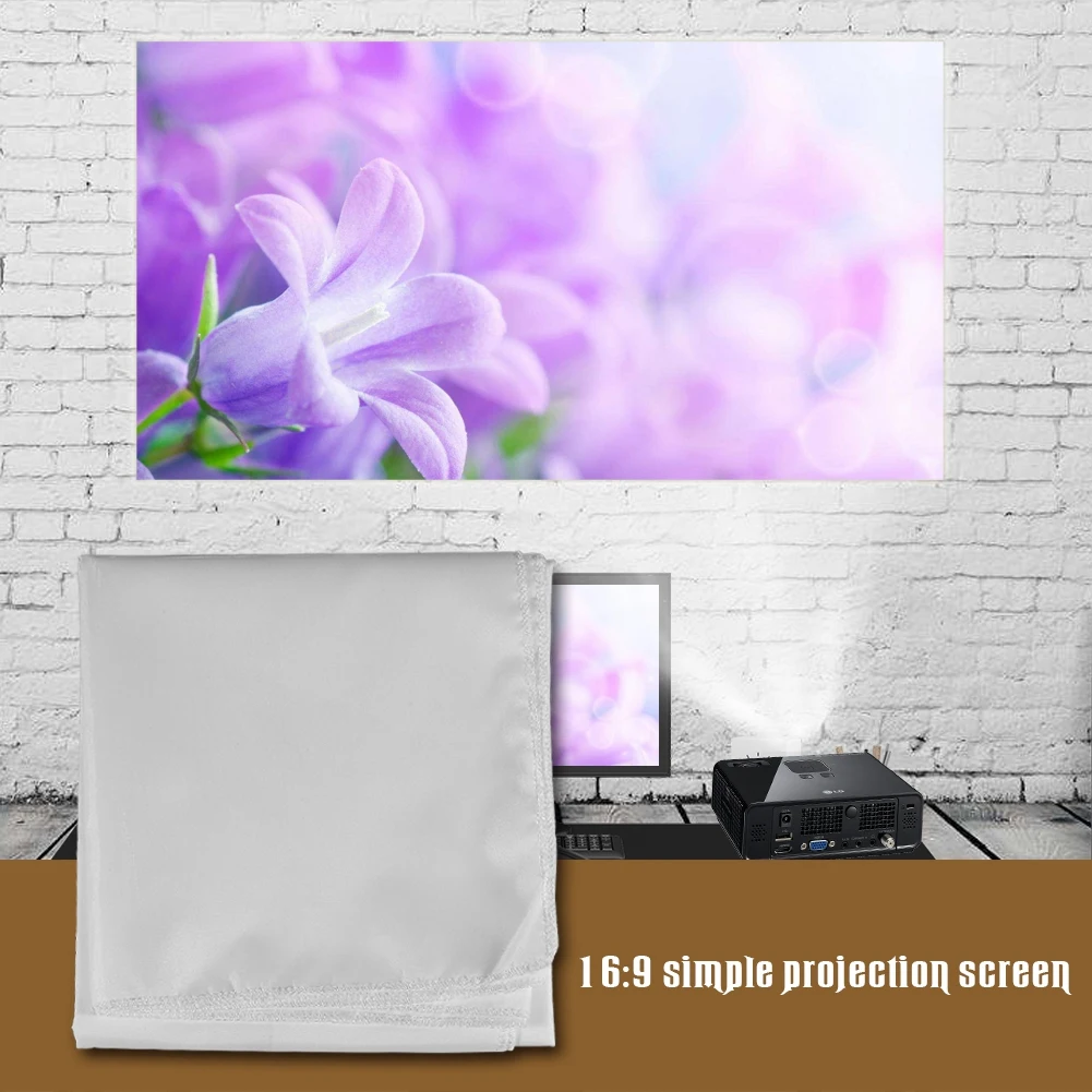 HD Image 60-120 Inch Portable White Color Projector Curtain Foldable Projection Screen 16:9 for Home Theater Projector Accessory thumbnail 5