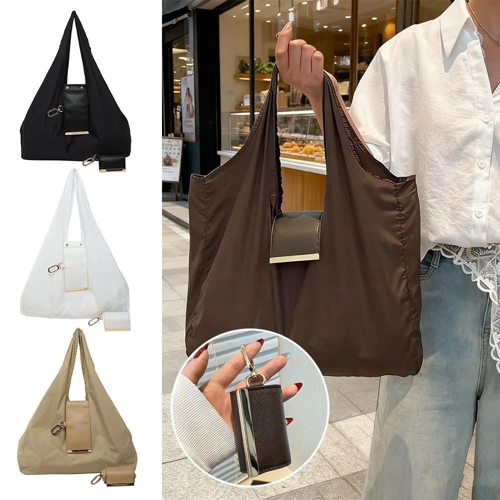 New Mini Keychain Tote Bag Foldable Expandable Supermarket Eco-Friendly Bag Large Capacity with Key Ring Handbag for Travel