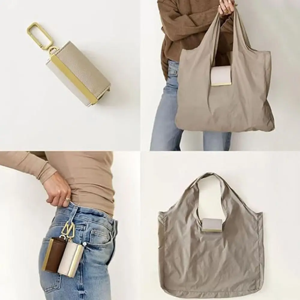 New Mini Keychain Tote Bag Foldable Expandable Supermarket Eco-Friendly Bag Large Capacity with Key Ring Handbag for Travel thumbnail 4