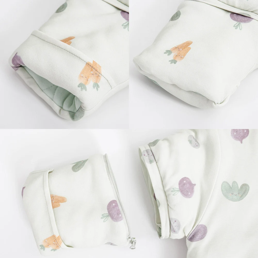 Sleeping Bag For Babies 0-24M Soft Cotton Breathable 2-Ways Zipper Cute Animal Print Baby Sleeping Bag With Removable Sleeves thumbnail 3