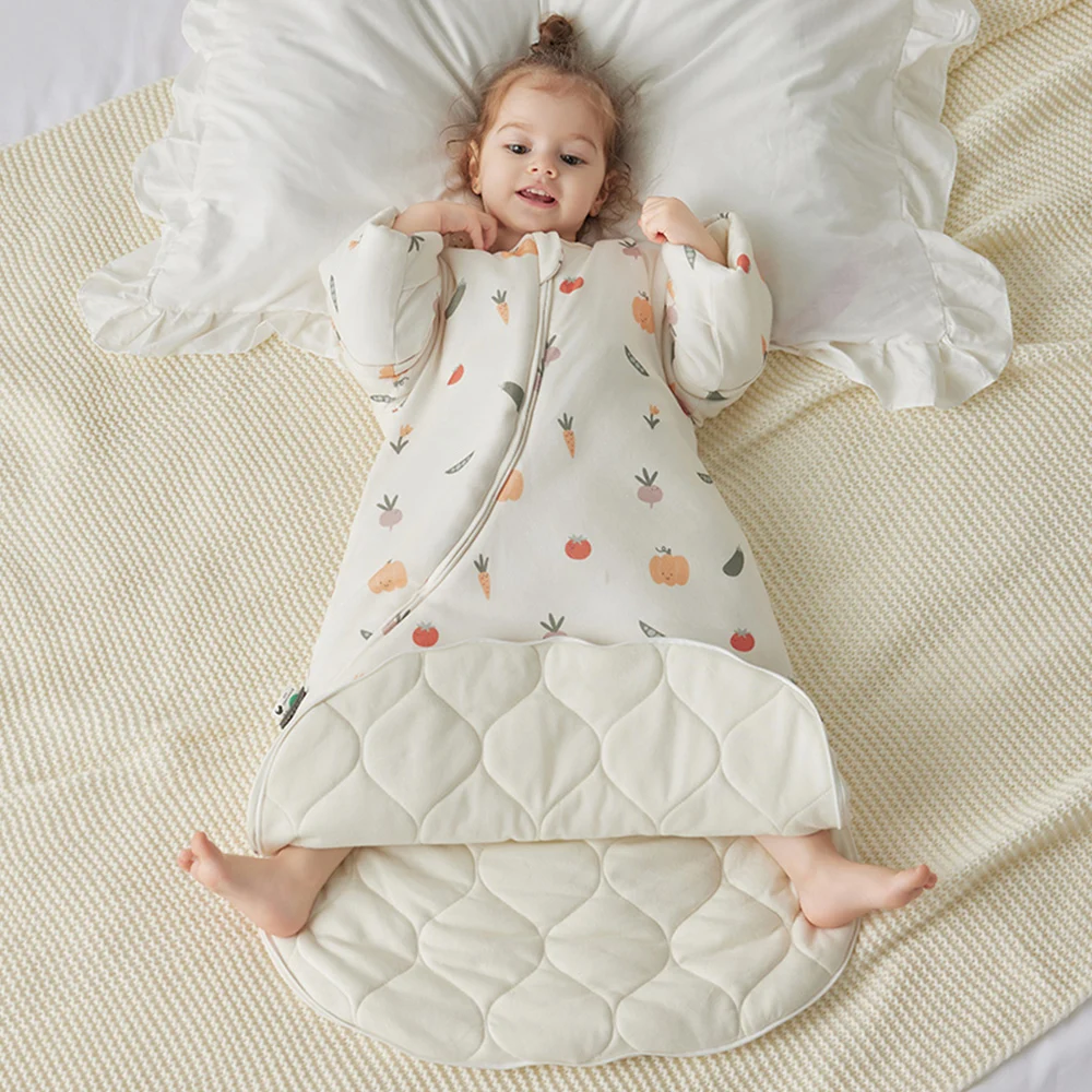 Sleeping Bag For Babies 0-24M Soft Cotton Breathable 2-Ways Zipper Cute Animal Print Baby Sleeping Bag With Removable Sleeves thumbnail 4