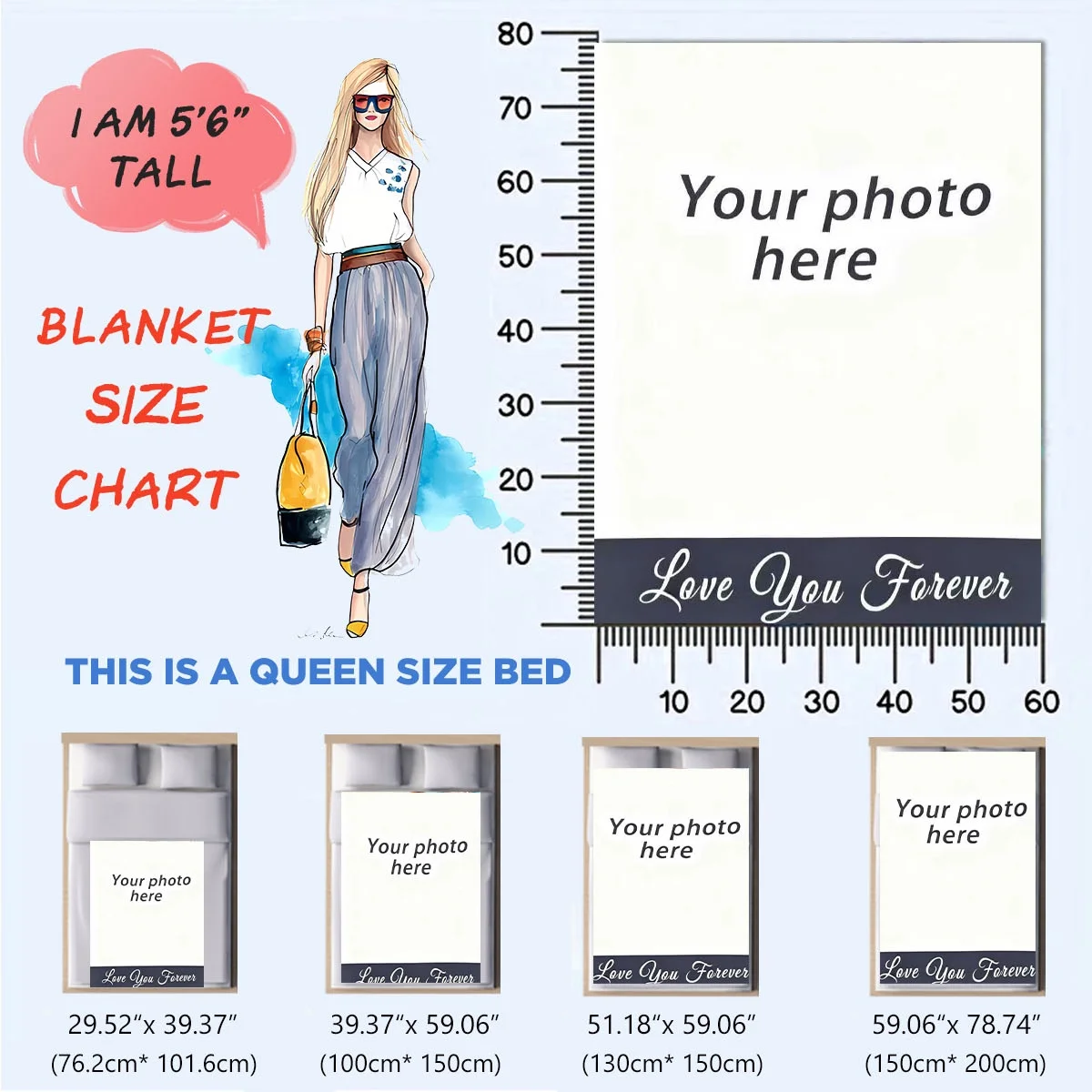 Customized Personalized Winter Thick Flannel Blanket with Your Photo Soft Warm Cozy Multi-Purpose for Sofa Bed Office Nap Car Tr thumbnail 5