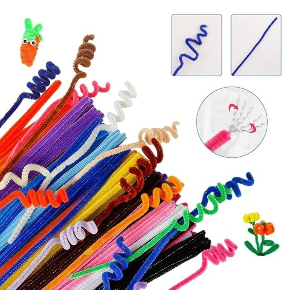 100-1500Pcs Colorful Chenille Stem Twisted Rod Stick Chenille DIY Handcraft Decorations Plush Pipe Christmas Party Supplies thumbnail 4