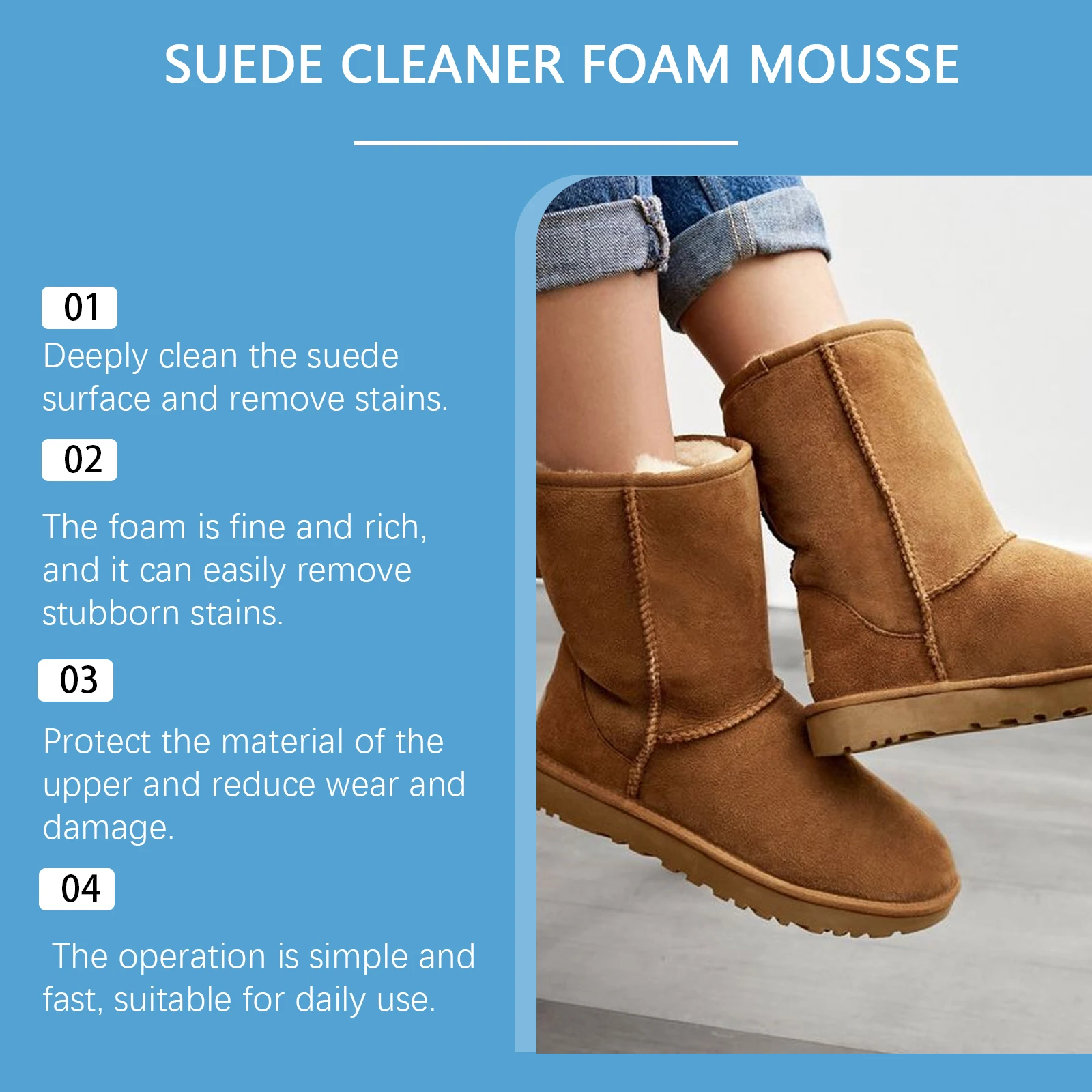 Suede Leather Cleaner Suitable For Cleaning Dirt Knitted Boots Leather Canvas Gentle Cleaning & Care Suede Material Cleaning Kit thumbnail 5