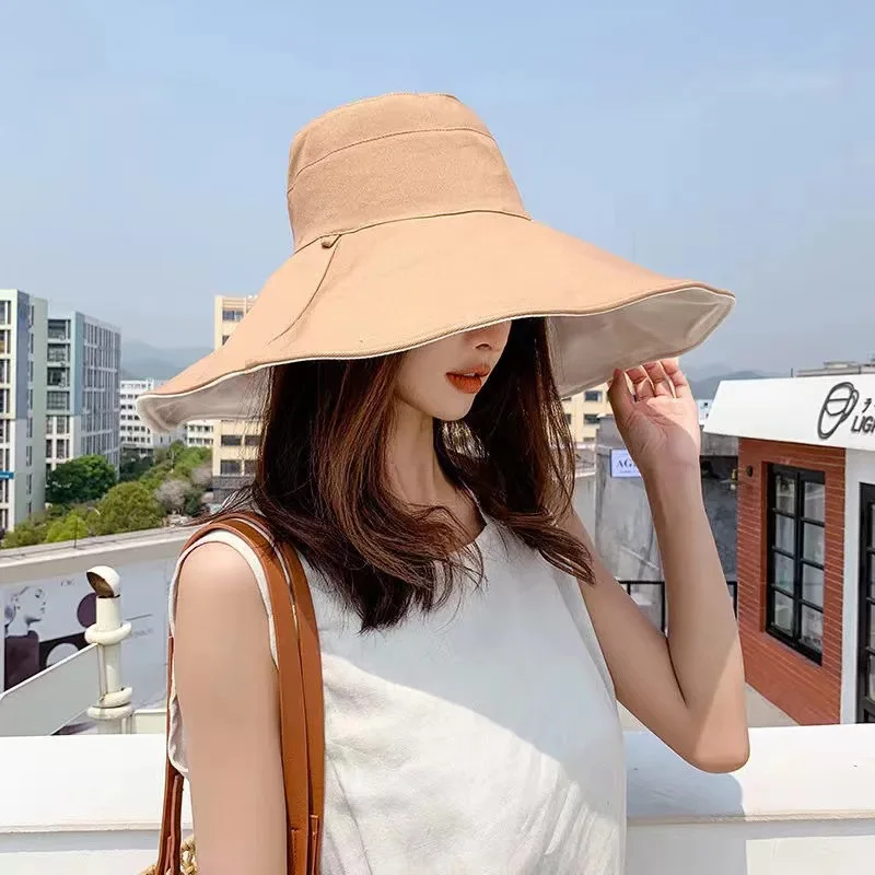 1Pc Doublesided Largebrim Hat Perfect for Summer Beach Style Outdoor Commuting Vacation Sun Protection Fashionable and Versatile thumbnail 3