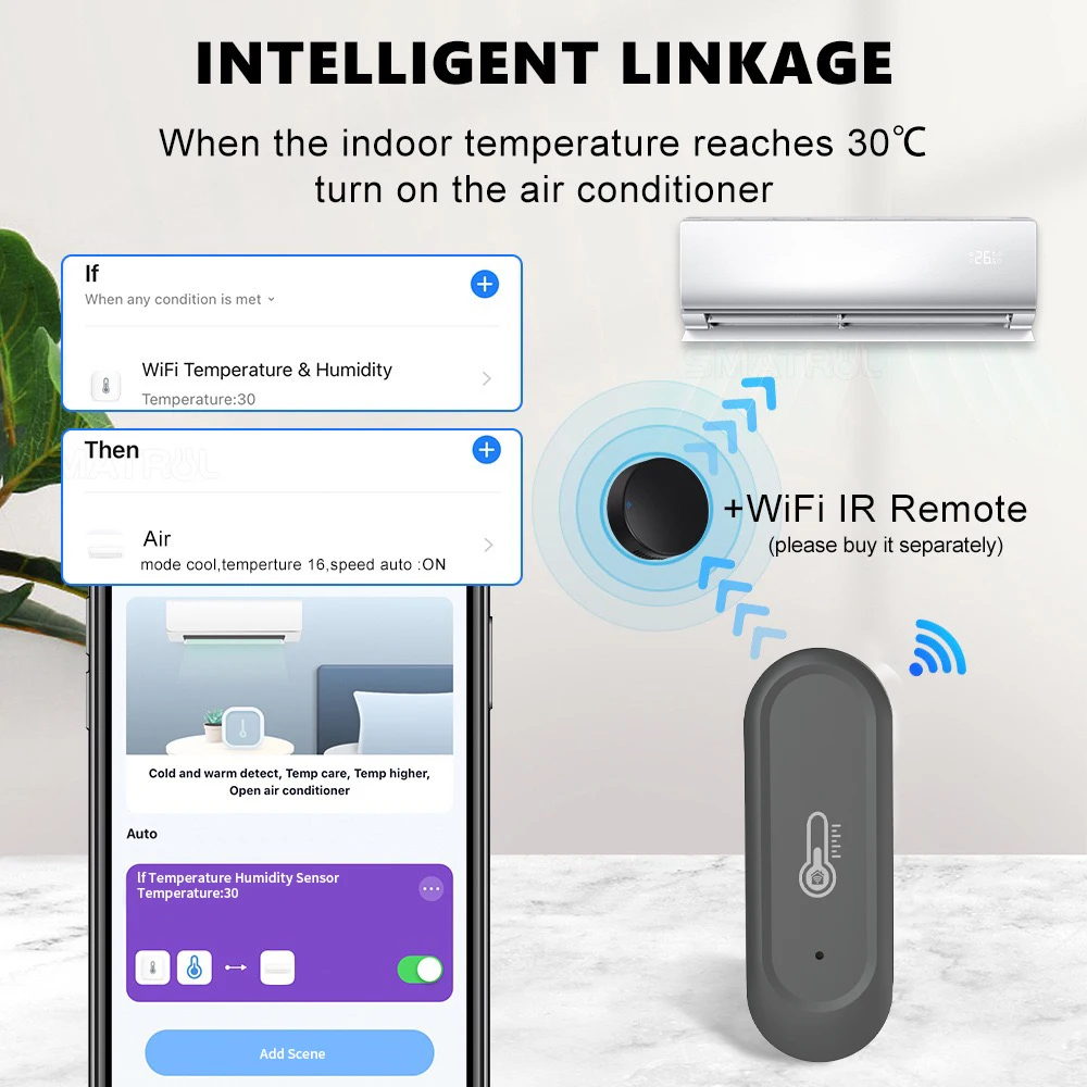1/2PCS New WIFI Temperature and Humidity Sensor IP65 Outdoor Waterproof Tuya APP  Hygrometer Thermometer Support Alexa Google thumbnail 4