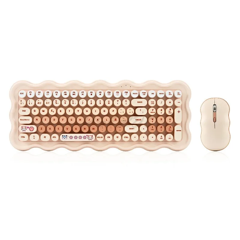 Wireless Keyboard and Mouse Set Office Cute Keyboard Colorful Round Keycaps Entertainment Office thumbnail 3