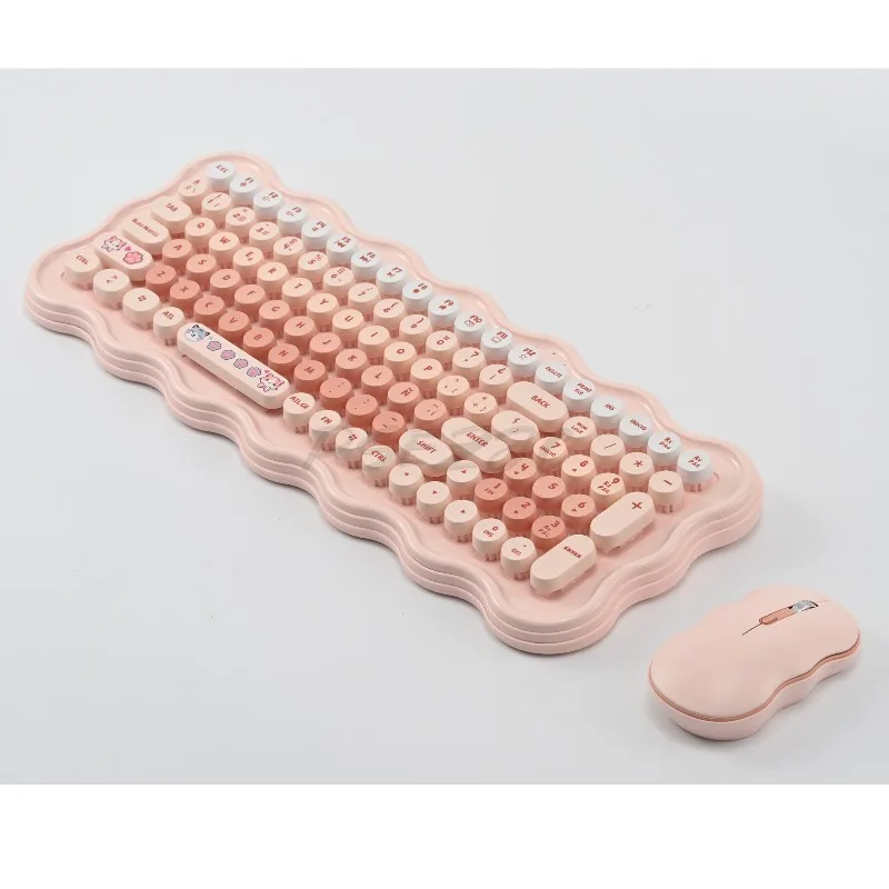 Wireless Keyboard and Mouse Set Office Cute Keyboard Colorful Round Keycaps Entertainment Office thumbnail 6