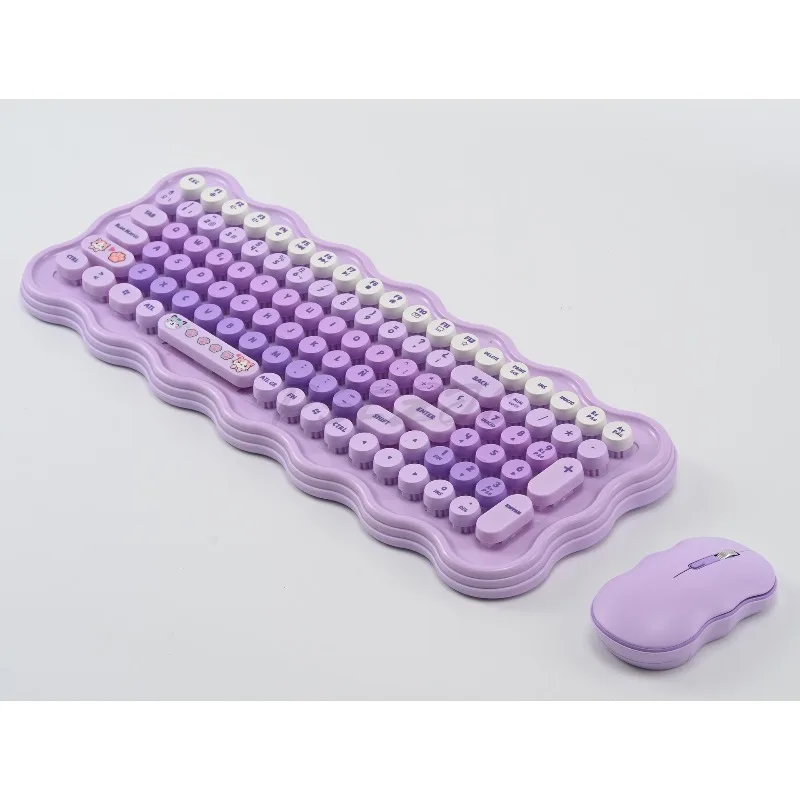 Wireless Keyboard and Mouse Set Office Cute Keyboard Colorful Round Keycaps Entertainment Office thumbnail 4