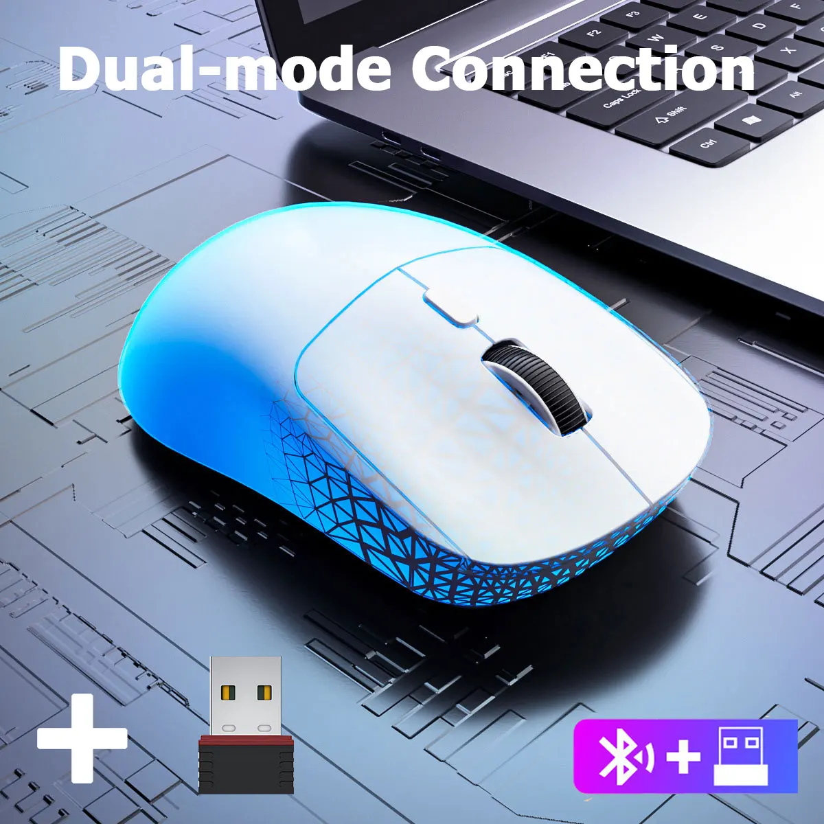 Portable Rechargeable Wireless Mouse Bluetooth/2.4G Dual-Mode Gaming Mice 4 Colors Silent Gamer Mice for PC ipad Computer Mice thumbnail 2