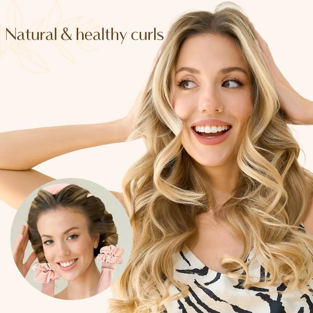 No Heat Hair Rollers Heatless Curling Rod Headband Soft Hair Curler Satin Curlers Curls Sleeping Bonnet Night Cap Styling Tools thumbnail 3