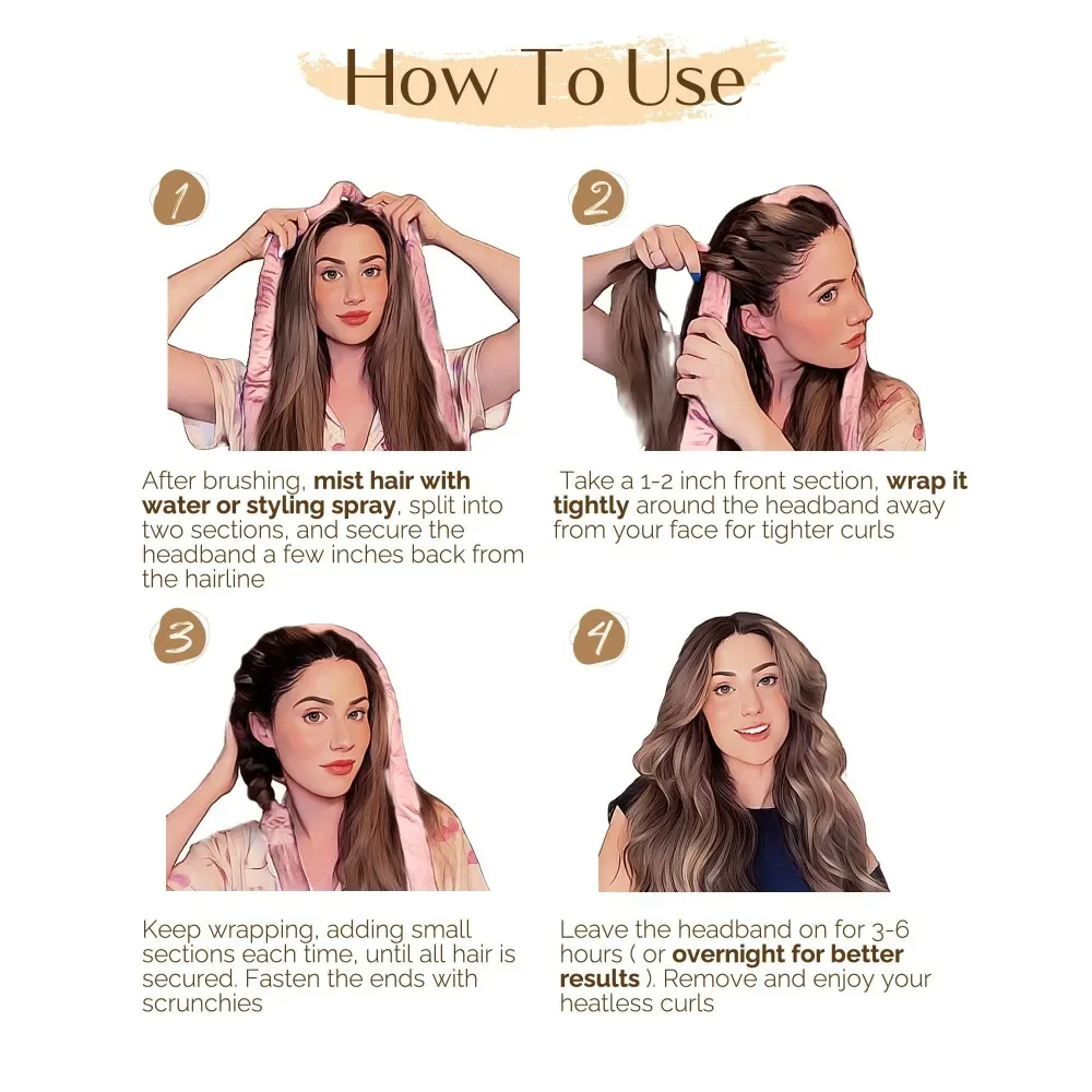 No Heat Hair Rollers Heatless Curling Rod Headband Soft Hair Curler Satin Curlers Curls Sleeping Bonnet Night Cap Styling Tools thumbnail 5