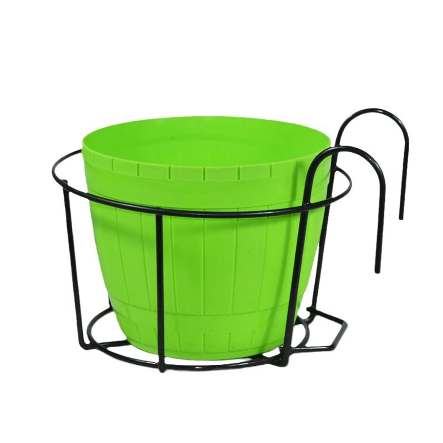 Round Iron Flower Pot Holder Balcony Railing Hanging Bonsai Planter No Drilling for Balcony Gardening Home Wall-Mounted Pot Rack thumbnail 5