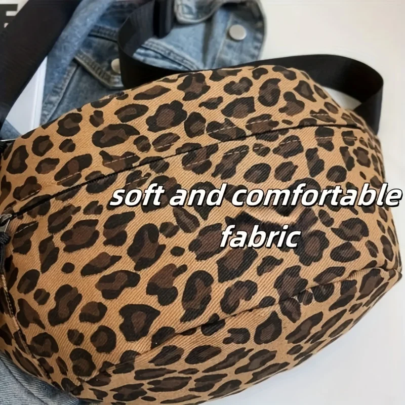 Women's Leopard Print Chest Bag Large Capacity Waist Bag for Women Travel, Shopping, Everyday Use Stylish Shoulder Crossbody Bag thumbnail 5
