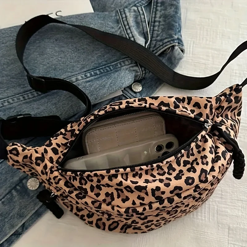 Women's Leopard Print Chest Bag Large Capacity Waist Bag for Women Travel, Shopping, Everyday Use Stylish Shoulder Crossbody Bag thumbnail 4