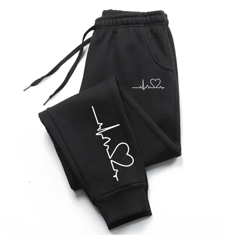 Women's Heart Print Sweatpants Casual High Quality Fitness Trousers Fashionable Baggy Warm PantsStreet Sport Jogging Daily Wear thumbnail 5
