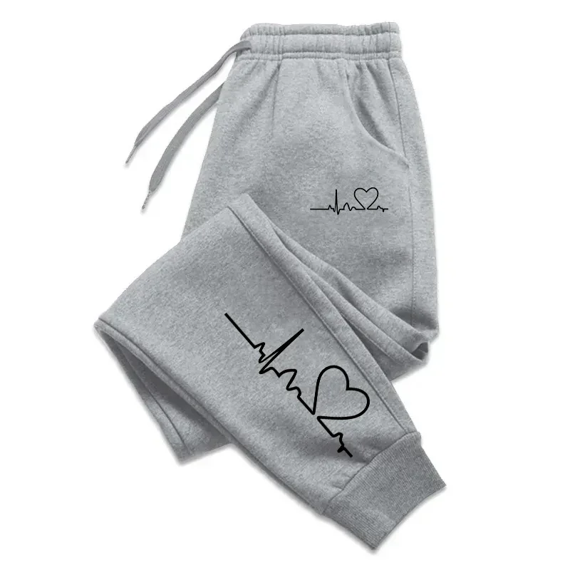 Women's Heart Print Sweatpants Casual High Quality Fitness Trousers Fashionable Baggy Warm PantsStreet Sport Jogging Daily Wear thumbnail 2
