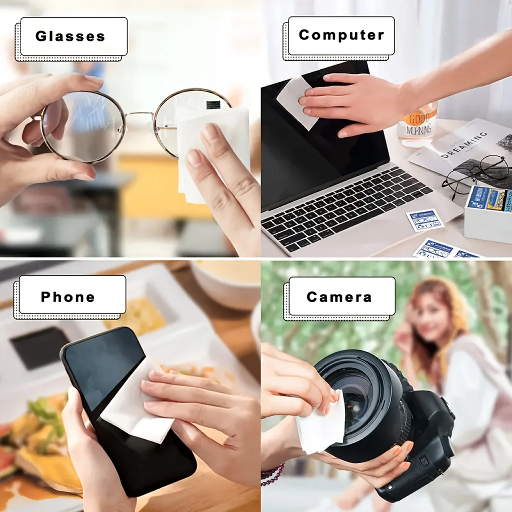 100 Disposable Eyeglass Cleaning Wipes - Individually Packaged, Suitable for Eyeglasses, Smartphones, Tablet Screens - Special for Sensitive Surfaces, No Residue, Phone Screen Cleaning thumbnail 5