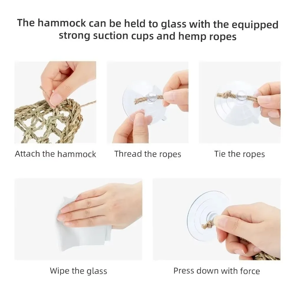 Grass Weave Reptiles Hammock Climbing Perch Suction Install Small Pet Crawling Pad Terrarium Decor Lizard Rest Cushion thumbnail 3