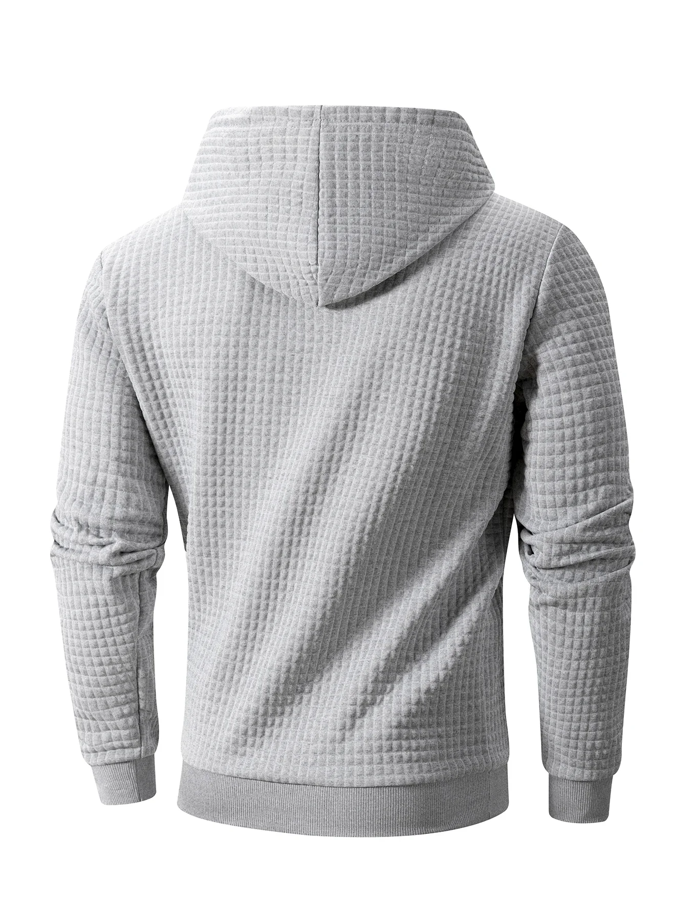 New Autumn Men's Hoodie Waffle Pattern Long Sleeve Sweatshirt Solid Color Casual Warm Pullover Outdoor Sportswear Men's Clothing thumbnail 6
