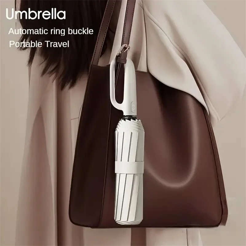 Strong Windproof Automatic Umbrella Sunshade UV Protection Folding Men's Umbrella Buckle Rain Large Parasol for Women thumbnail 2