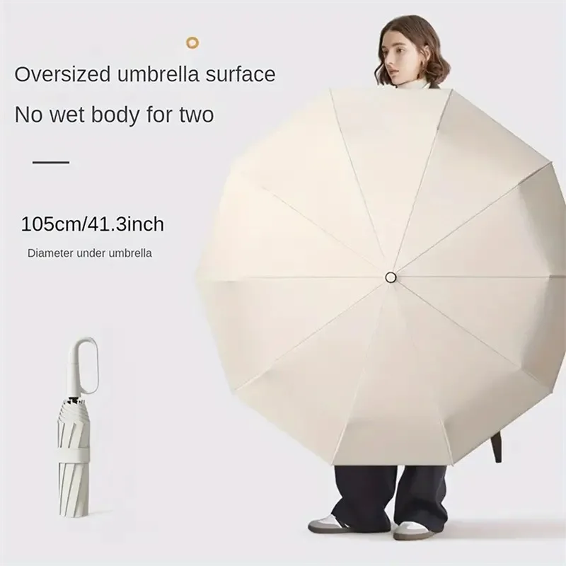 Strong Windproof Automatic Umbrella Sunshade UV Protection Folding Men's Umbrella Buckle Rain Large Parasol for Women thumbnail 5