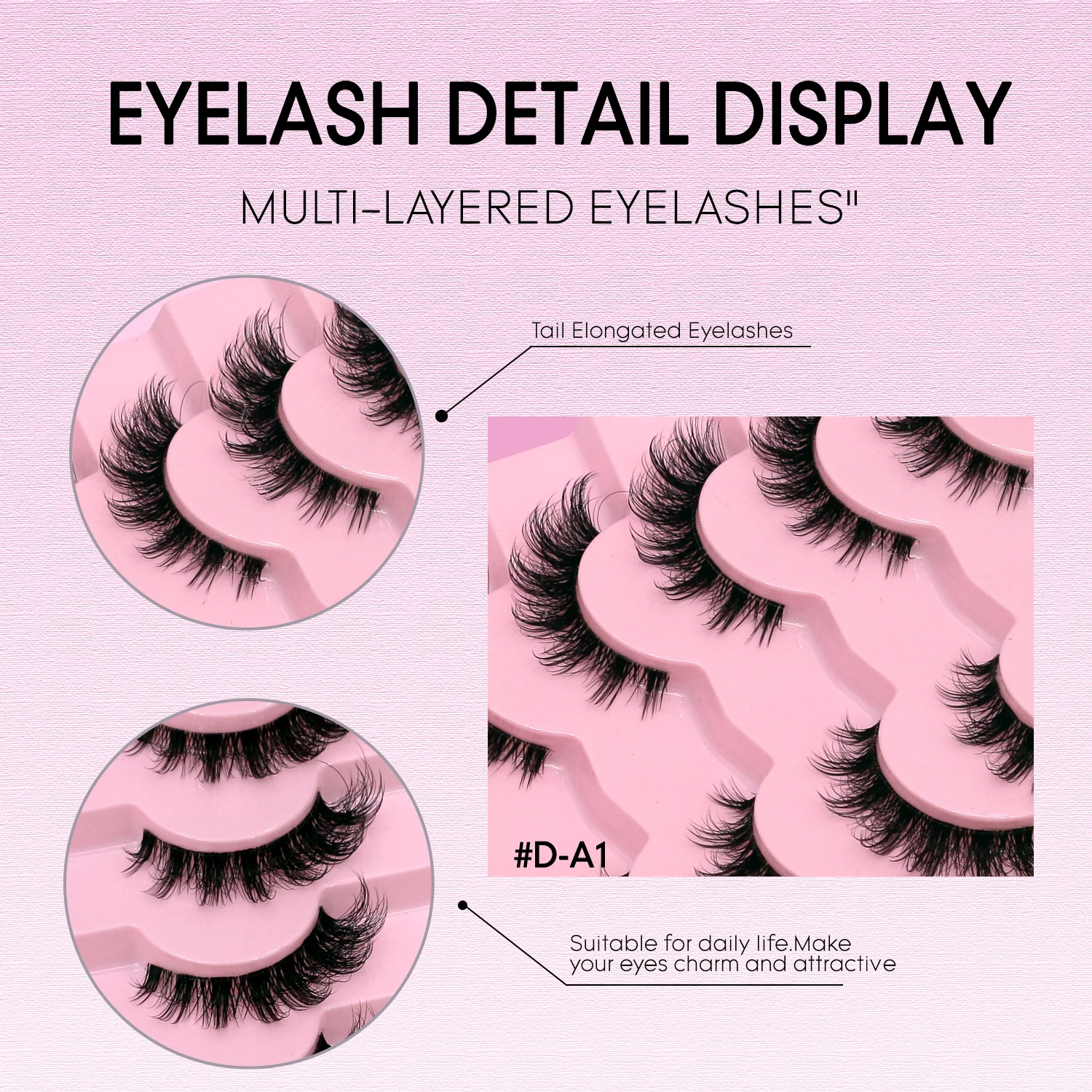 Veltrinay Fake Lashes Mink Lashes Plush 3D False Eyelashes Clear band Accent Cat Eye Lashes False Lashes Makeup thumbnail 3