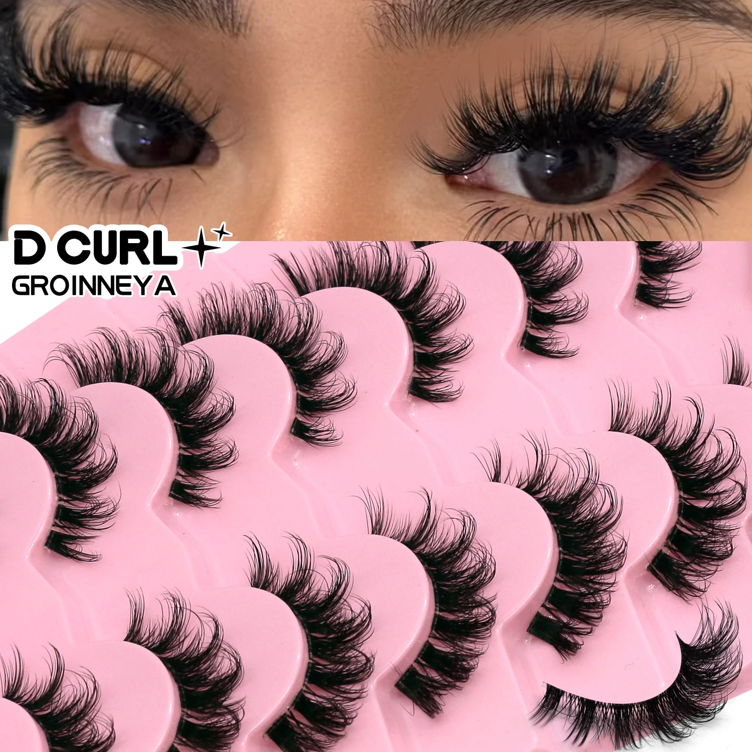 Veltrinay Fake Lashes Mink Lashes Plush 3D False Eyelashes Clear band Accent Cat Eye Lashes False Lashes Makeup thumbnail 2