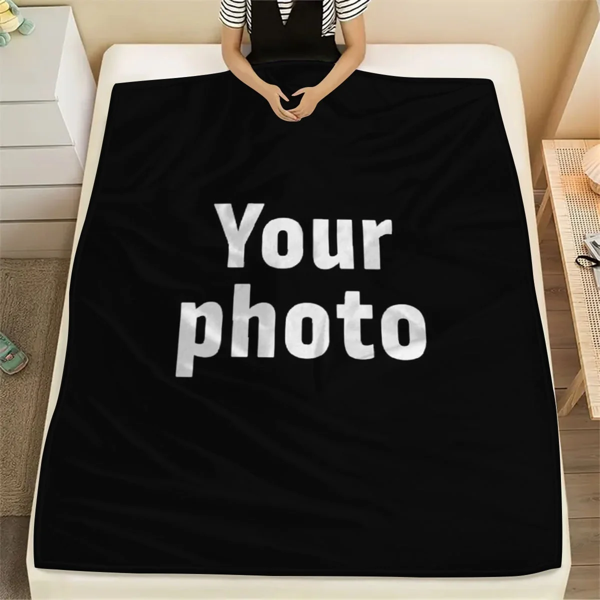 Personalized Photo Blanket Custom Fleece Throw Warm Soft Cozy Plush Flannel Blanket for Winter Thick Comfortable Couch Bed Office thumbnail 4