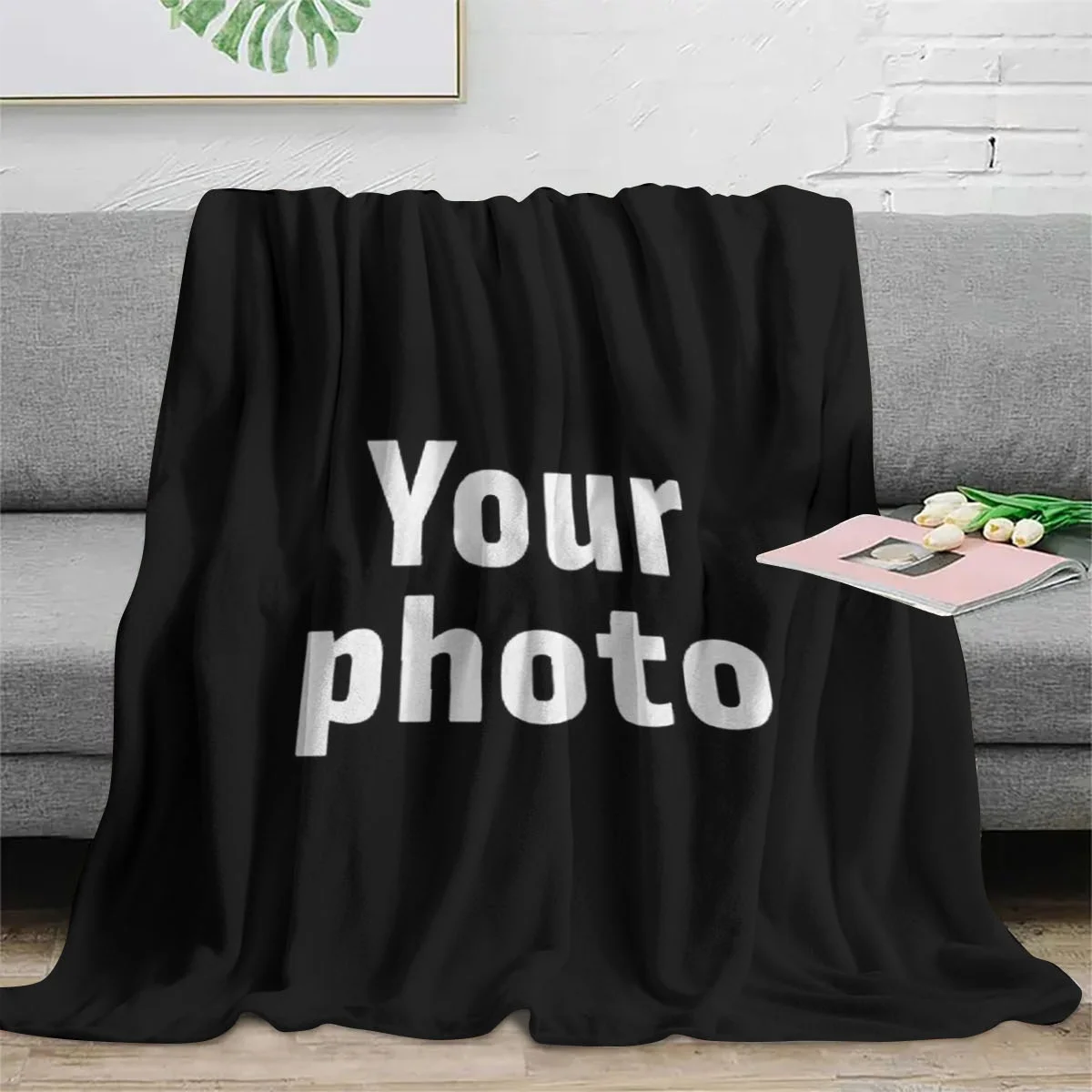 Personalized Photo Blanket Custom Fleece Throw Warm Soft Cozy Plush Flannel Blanket for Winter Thick Comfortable Couch Bed Office thumbnail 3