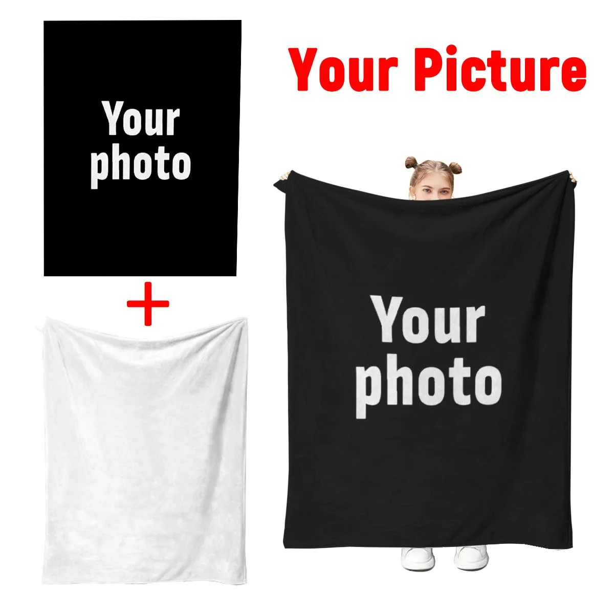 Personalized Photo Blanket Custom Fleece Throw Warm Soft Cozy Plush Flannel Blanket for Winter Thick Comfortable Couch Bed Office thumbnail 2