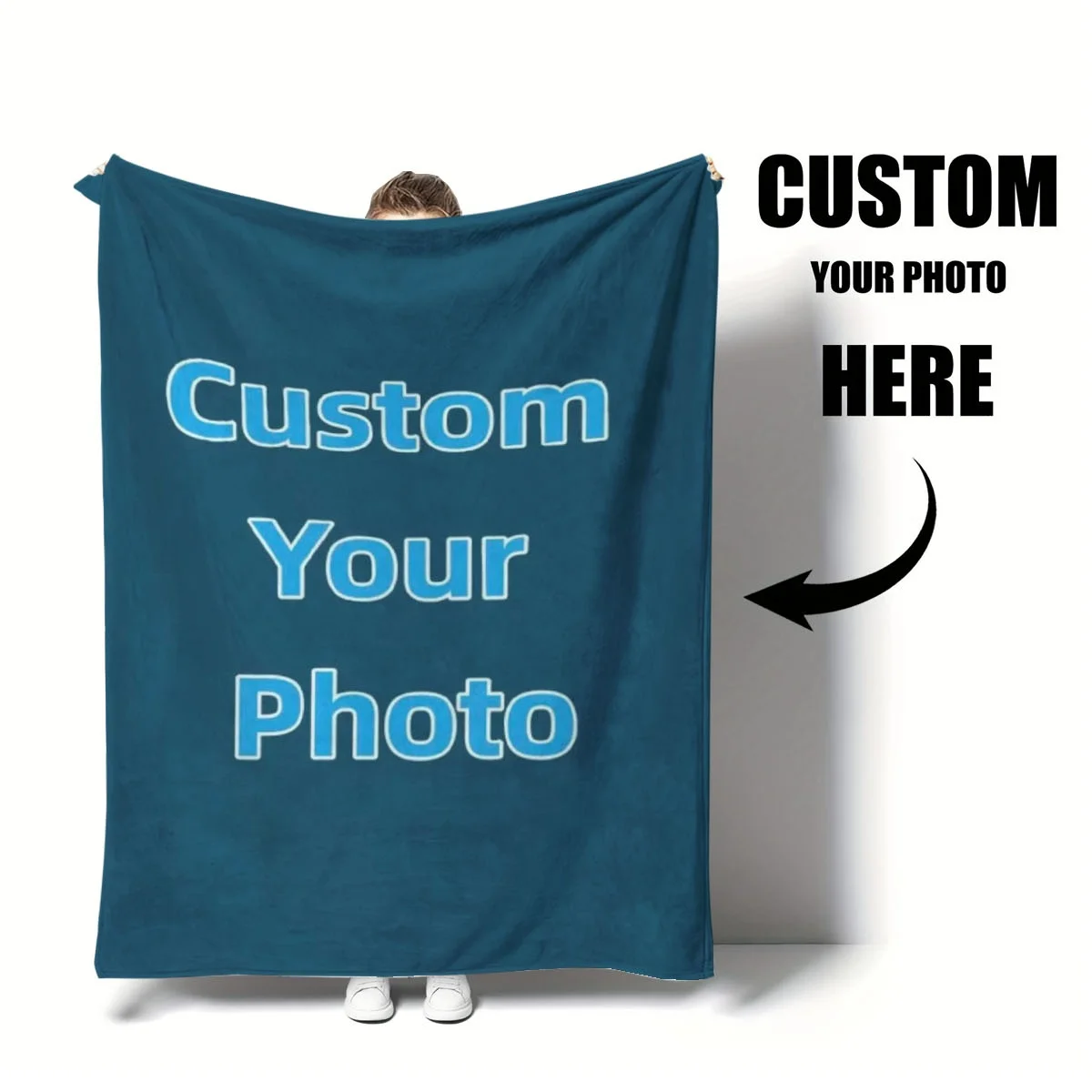 Custom Photo Fleece Blanket Personalized Winter Plush Blanket Extra Thick Soft Warm Cozy Flannel Blanket for Sofa Bed Office Home