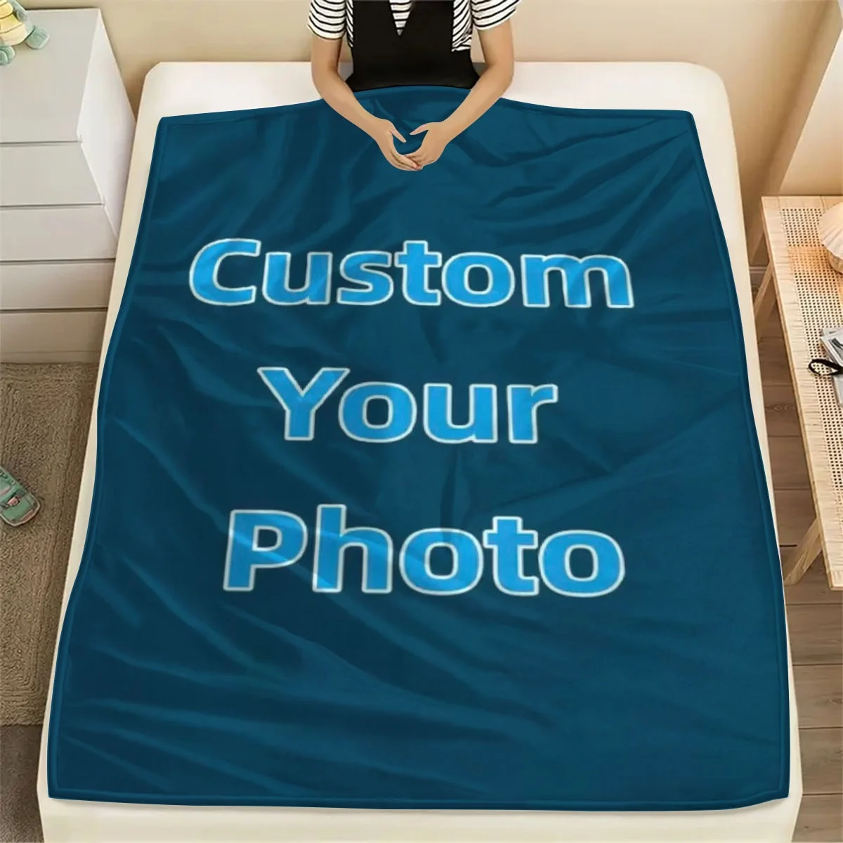 Custom Photo Fleece Blanket Personalized Winter Plush Blanket Extra Thick Soft Warm Cozy Flannel Blanket for Sofa Bed Office Home thumbnail 4