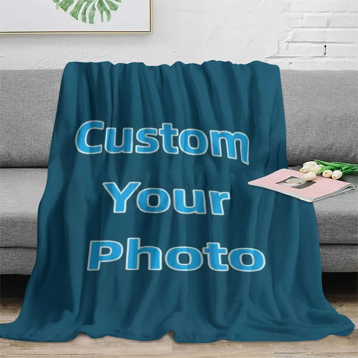Custom Photo Fleece Blanket Personalized Winter Plush Blanket Extra Thick Soft Warm Cozy Flannel Blanket for Sofa Bed Office Home thumbnail 3