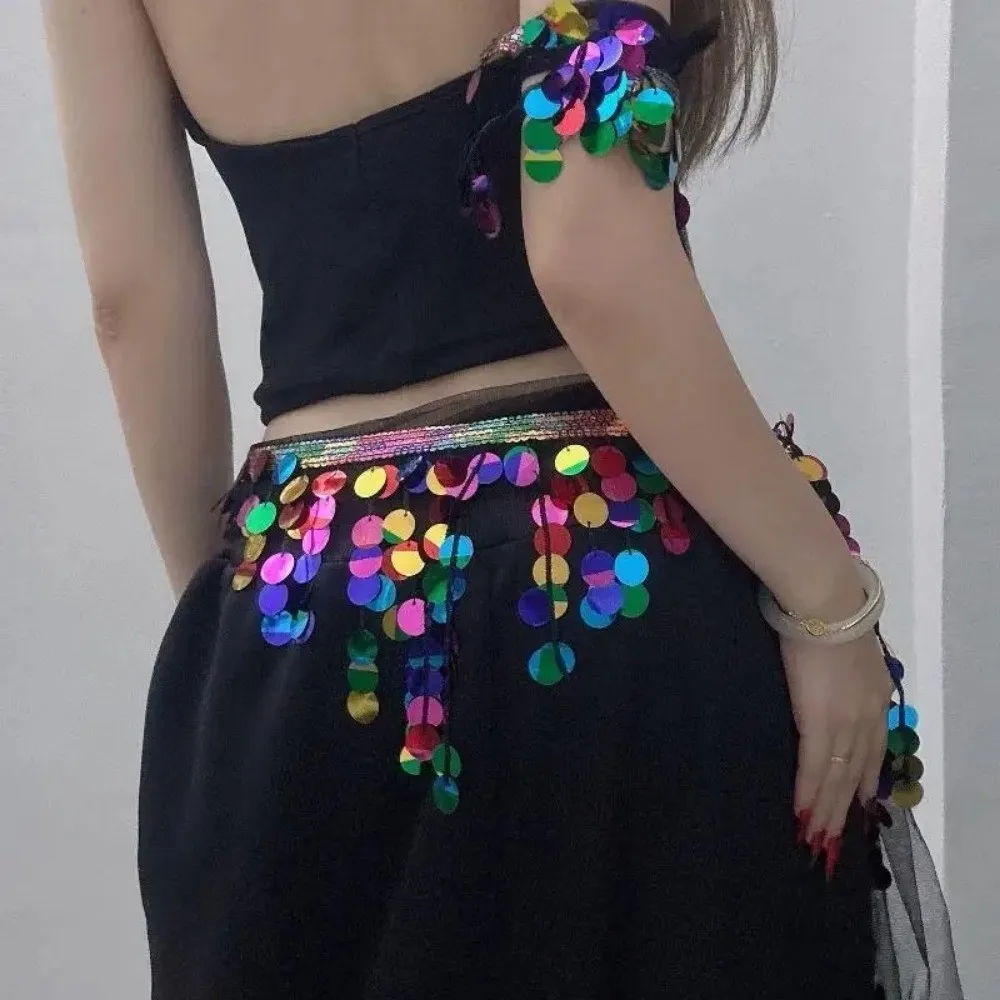 Fashion Sequins Tassels Waist Chain Shiny Hip Hop Waist Towel Waist Accessories Belly Dancing thumbnail 4