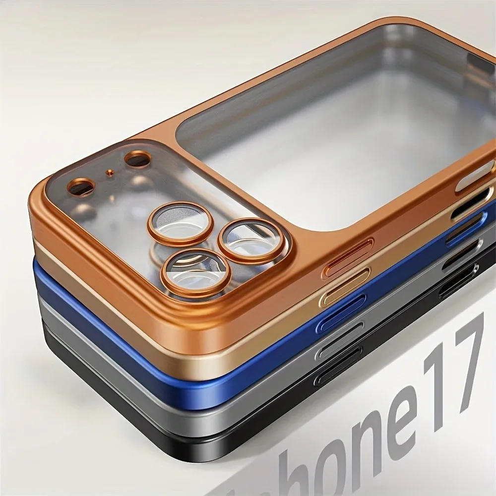 Luxury Plating Color PC Transparent Phone Case For iPhone 17 16 15 14 13 Pro Max Air Lens Protection Matte BackPlate Hard Cover thumbnail 6